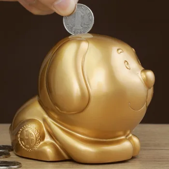 

Dog Money Box Figurine Animal Cute Puppy Coin Piggy Bank Resin Art&Craft Home Cabinet Living Room Decoration Wedding Gift R1668