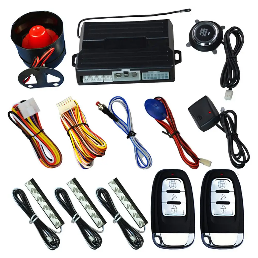 Car Alarm Passive Keyless One Button Start Remote Control System Auto Central Lock Push Button Start Stop