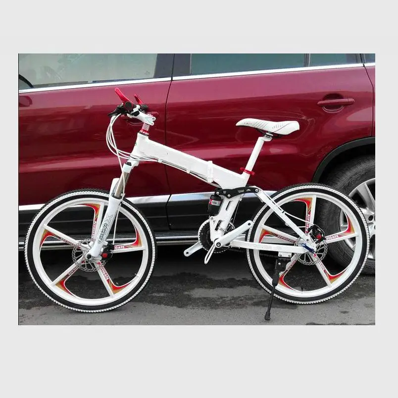 Discount Kalosse Hydraulic brakes  Folding 24*17inch   mountain bike M390  27 speed  full suspension  bicicleta Bike atv  tires bike 7