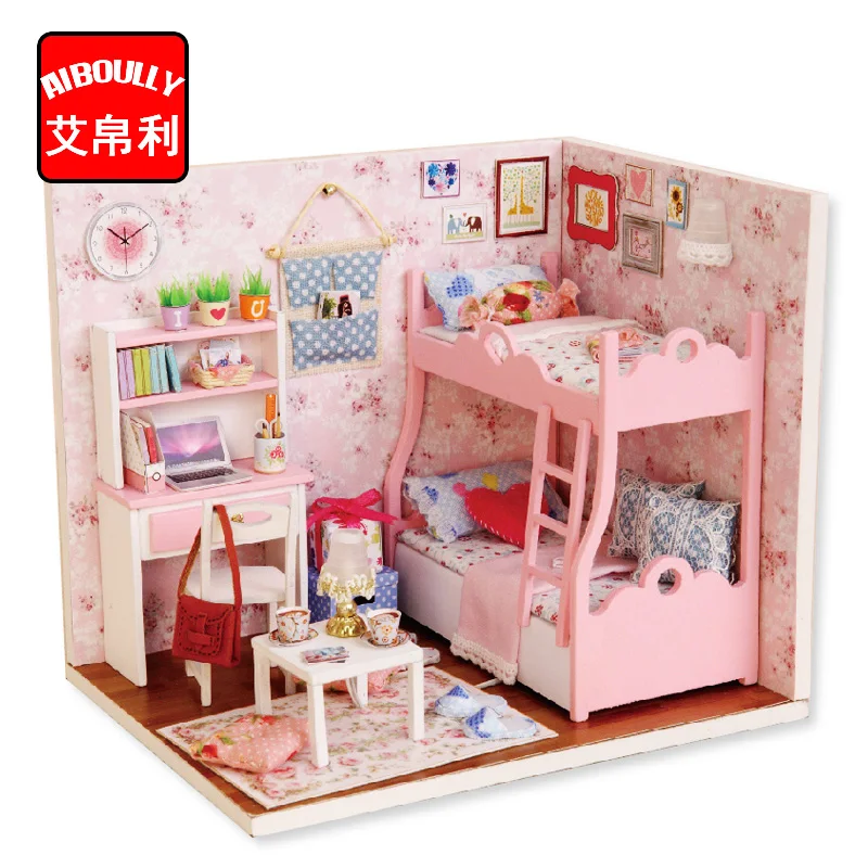 

AIBOULLY DIY Doll House Miniature Wooden Dollhouse Miniaturas Furniture Toy House Doll Toys for Christmas and Birthday Gift H021