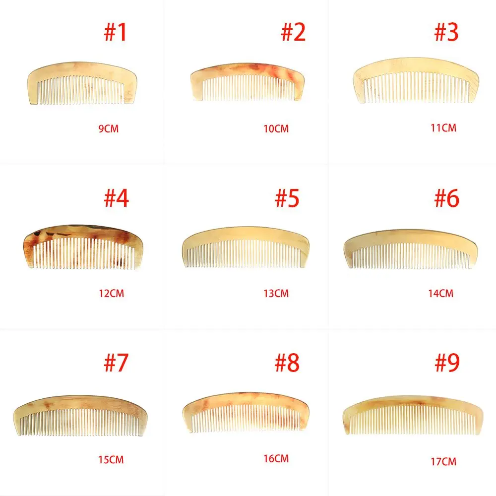 1 шт. Антистатическая натуральная 9 размеров Янтарная расчески из бычьего рога расческа по уходу за волосами без статического ухода за здоровьем щетка для волос Профессиональный парикмахерский инструмент