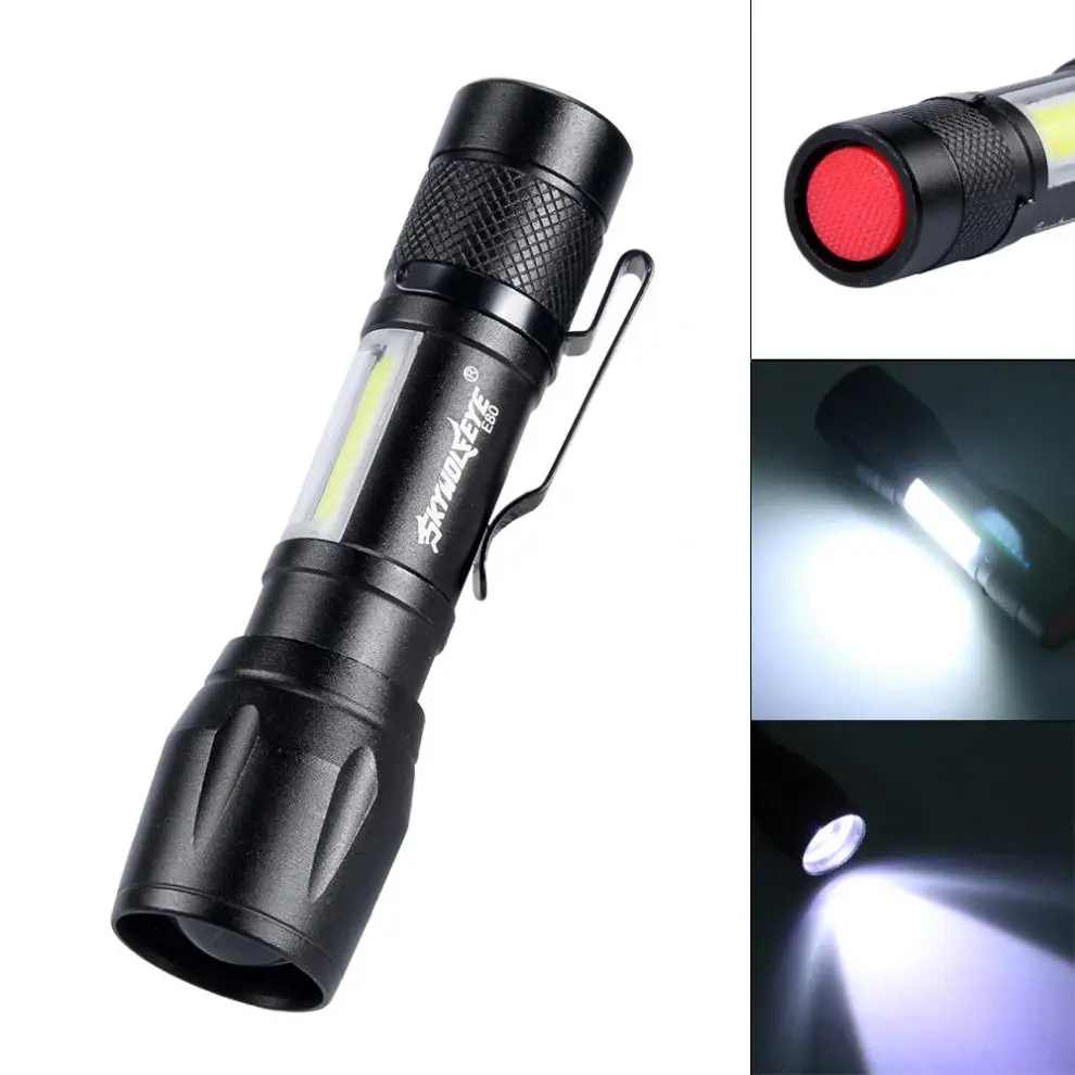 

E80 Mini Telescopic Focusing 300 Lumens XPE + COB Sidelights Glare LED Flashlight with 3 Modes for Outdoor Activities Daily Life