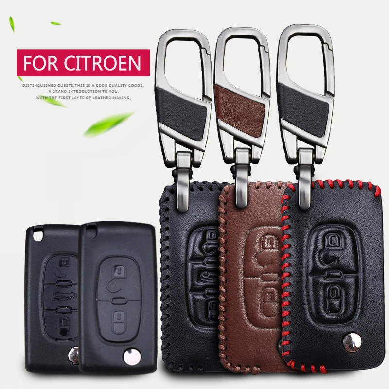 Cuero remoto Llaves para coches funda para Citroen C1 C5 C3 C4 Xsara Picasso Berlingo llave inteligente cubierta titular funda llave
