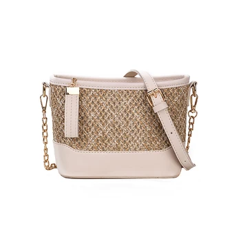 

JHD-Fashion Shoulder Bags Women Pu Straw Woven Summer Vacation Beach Bag Designer Female Crossbody Messenger Bag
