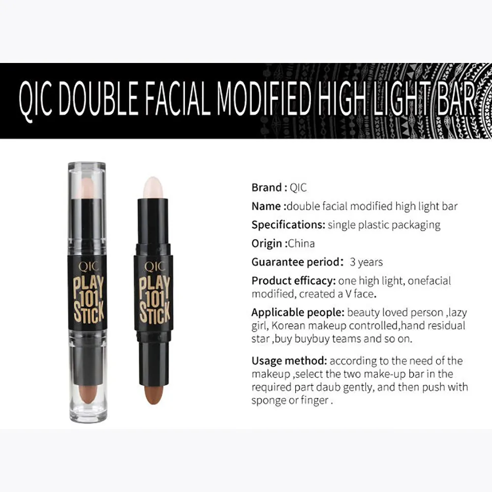 QIC Лидер продаж двухсторонний маркер карандаш, контур губная помада, кремовая, косметическое средство, макияж для лица, бронзер, набор для макияжа бровей
