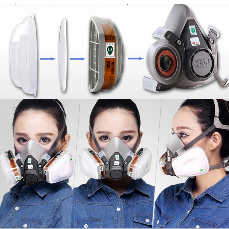 

2019 new 9 in 1 Suit 3M Half Face Gas Mask Respirator Painting Spraying Dust Mask 6200 N95 PM2.5 gas Mask
