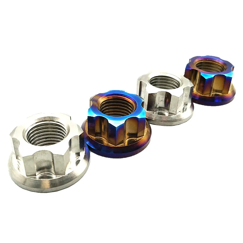 Titanium Flange Nut Ti Axle Nuts for Motorcycle Modified M10 M12 and