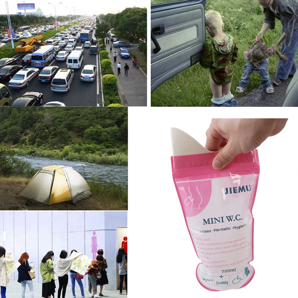 

Portable 700ml SAP DisposableVomit Bags Pink Colro Emergency Mini Toilets Convenient Mobile Urine Pee Bag for Outdoor Use