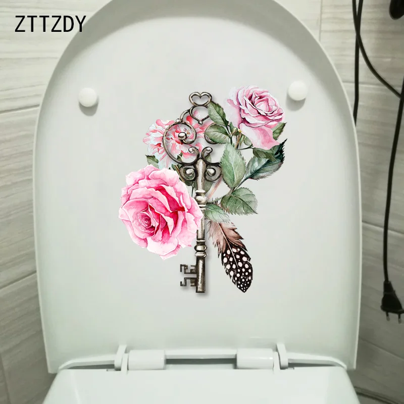 ZTTZDY 18 3*23 5 см Акварельная Роза креативная наклейка для сиденья унитаза Наклейка