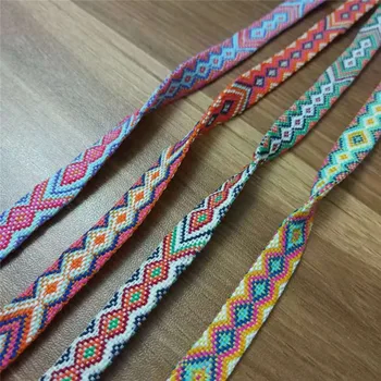 

High Tenacity Polyester Webbing Geometric Patterns 1cm Width Colorful Ribbon Double-Sided Woven Ribbonsfor Garment 1yard