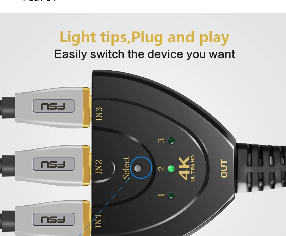 4k HD 3D Hdmi переключатель 3 порта к hdmi адаптер Hdmi концентратор V1.4 с Лен displayfor HD-DVD SKY-STB PS3 Xbox360 ТВ Проектор Монитор