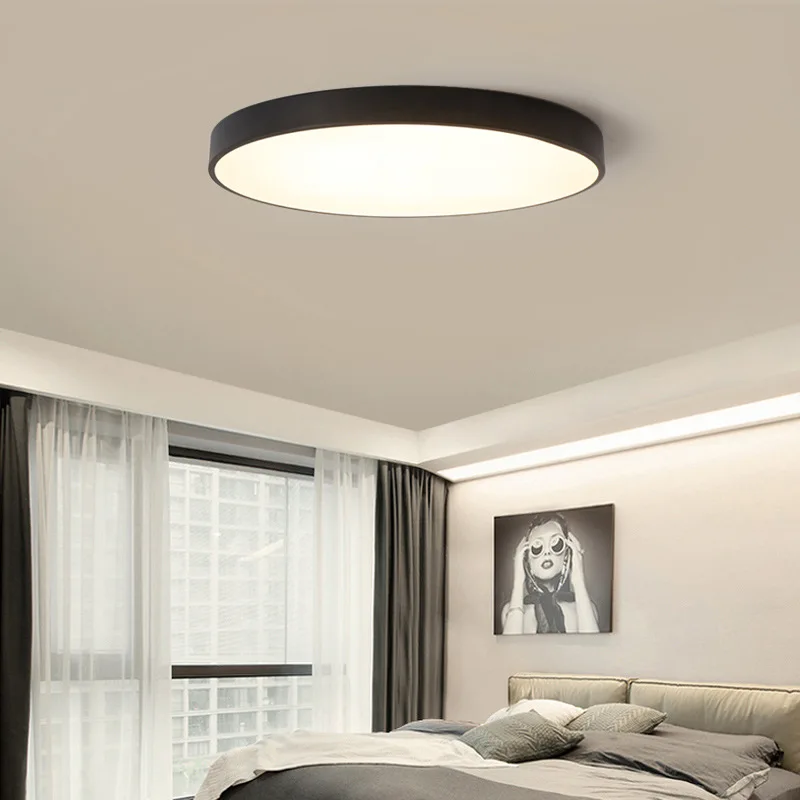 Lâmpadas de Ferro Luzes de Teto para Sala de Estar Ultra-fino Prático Levou Teto Quadrado Redondo Preto - Branco Quarto Iluminação Interior 5 cm 8 Luzes de teto