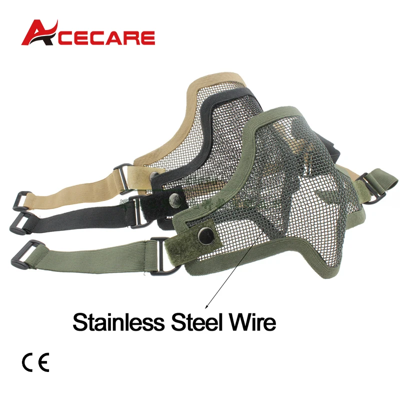 

Acecare PCP Anti Strike airsoft paintball Mesh Half Face double strap protective Mask