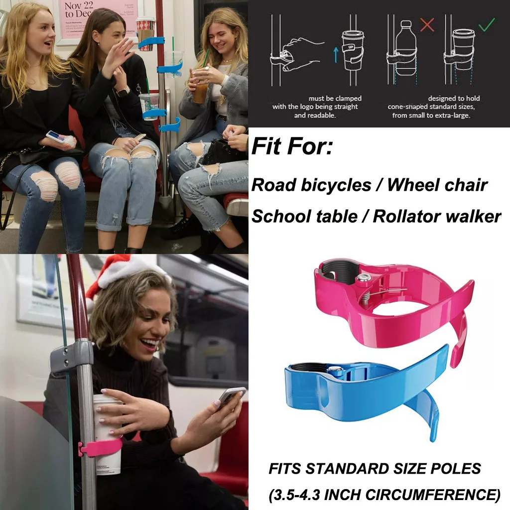 

Portable Public Transportation Cup Holder for Trains Buses Bikes (Blue/PinkReusable Cup Holder travel accessory storage rack