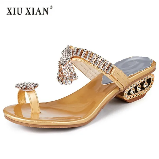 nouveau luxe crystal femmes tong pantoufle sandales d'épaisseur talon nouveau luxe crystal tong femmes tong crystal pantoufle sandales d'épaisseur talon c94f3f