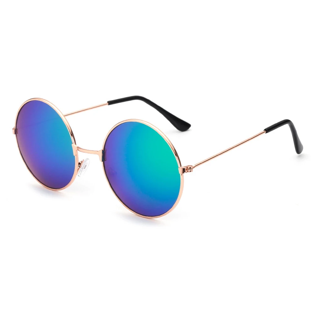 DCM, Ретро стиль, круглые солнцезащитные очки, для мужчин и женщин, металлическая оправа, для вождения, солнцезащитные очки, брендовые, дизайнерские, зеркальные, черные, UV400 - Цвет линз: C8 Green