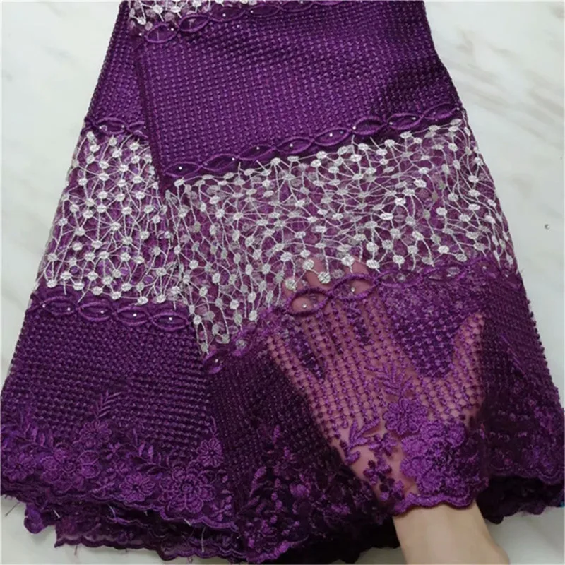 

Purple 2019 Latest French Nigerian Lace Fabric High Quality Embroidered Tulle African Laces Fabric Wedding French Tulle Lace
