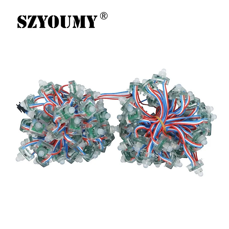

SZYOUMY 3000pcs 12V DC 12mm WS2811 2811 Digital Diffused RGB LED Pixel Square IP68 Waterproof DC5V Super Quality Free shipping