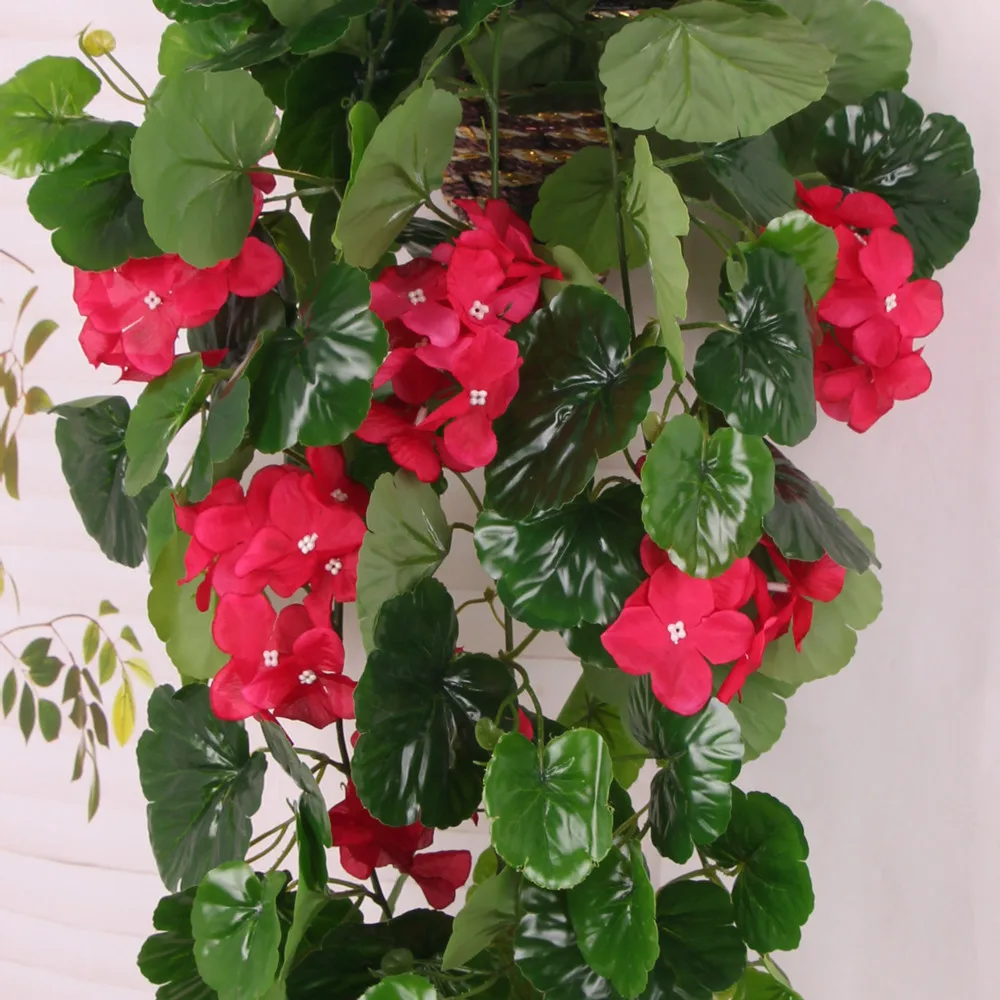 1xArtificial Crabapple Flower Leaf Home Party Wedding Hanging Decor-Rose Red
