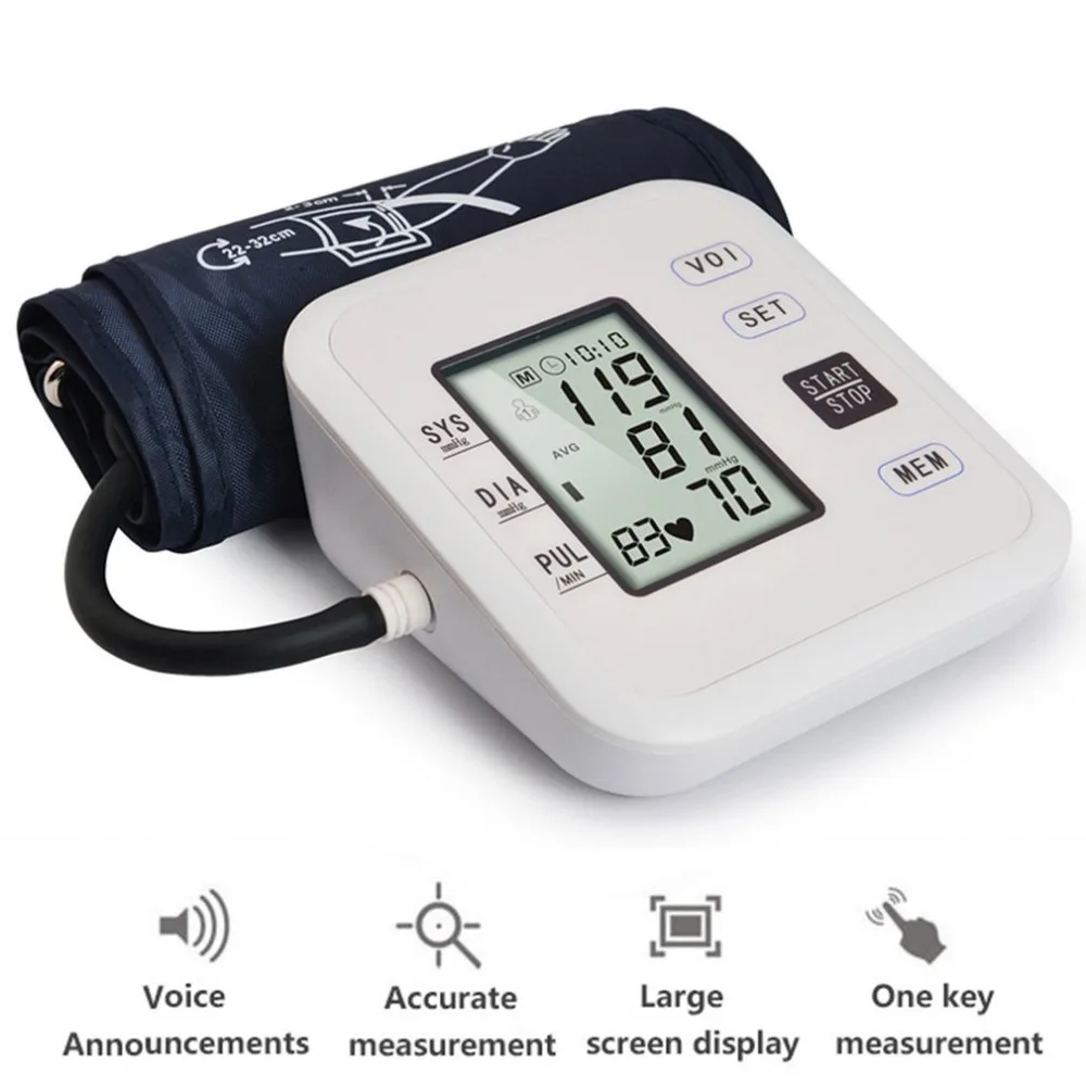 Portable Arm Blood Pressure Monitors Rechargeable Voice Tonometer Smart Digital Health Care Household Sphygmomanometer