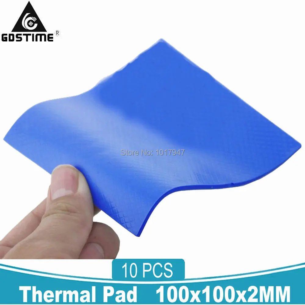 100mm x100mm x 4mm GPU RAM IC Chip Cooler Conductive Silicone Thermal Pad  Blue