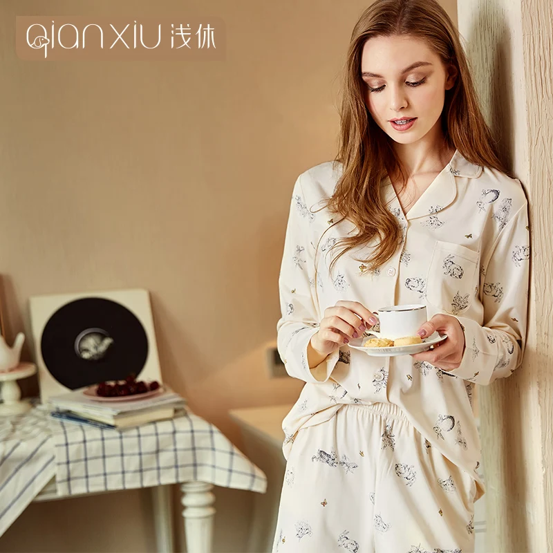 

Qianxiu Floral Pijamas mujer 2016 Nee Arrival Sexy lingerie women 95%cotton Sleep Top 18145