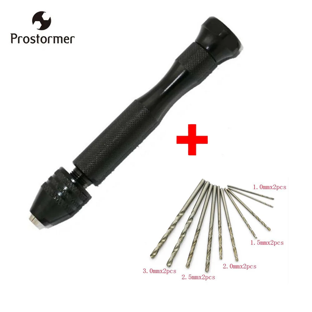 

Prostormer 11pc Mini Hand Drill Hss Twist Bits With Manual Hand Drill For Beads Pearls Jewellery Watch Repair Model Craft Wood