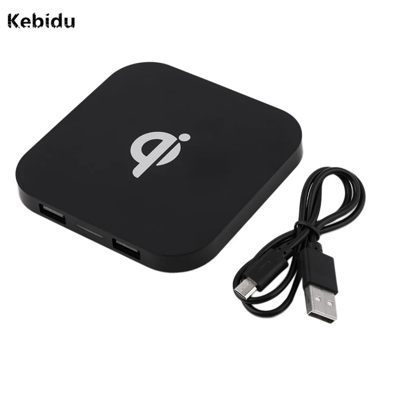 Модное USB Qi зарядное устройство Kebidu Q8 беспроводное черный квадратный зарядный