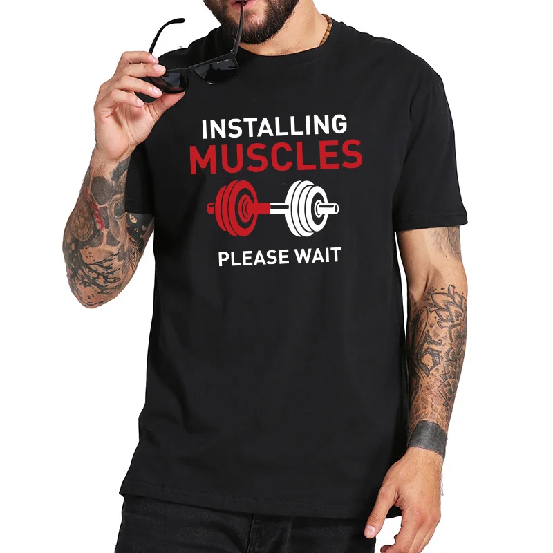 الاتحاد الأوروبي حجم تركيب العضلات رفع الاثقال يرجى الانتظار الحديد الجرافيك المألوف 100% القطن لينة اللياقة البدنية التي شيرت الاتحاد الأوروبي حجم تركيب العضلات رفع الاثقال يرجى الانتظار الحديد الجرافيك المألوف 100% القطن لينة اللياقة البدنية التي شيرت