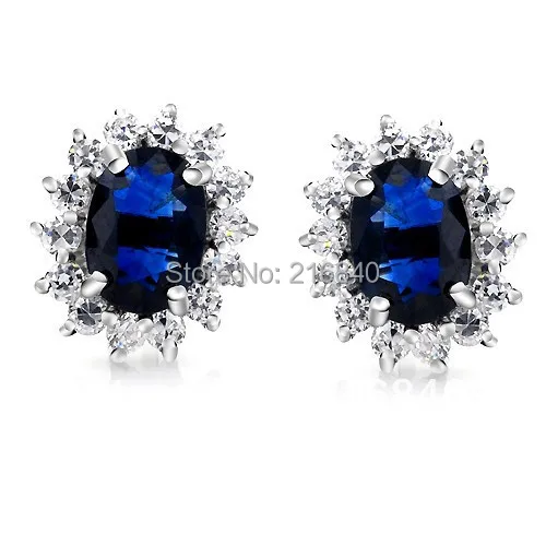 

Natural Sapphire Earring Stud 925 Sterling silver Woman Fine Elegant Blue Gem Princess Jewelry Girl Birthstone Christmas Gift