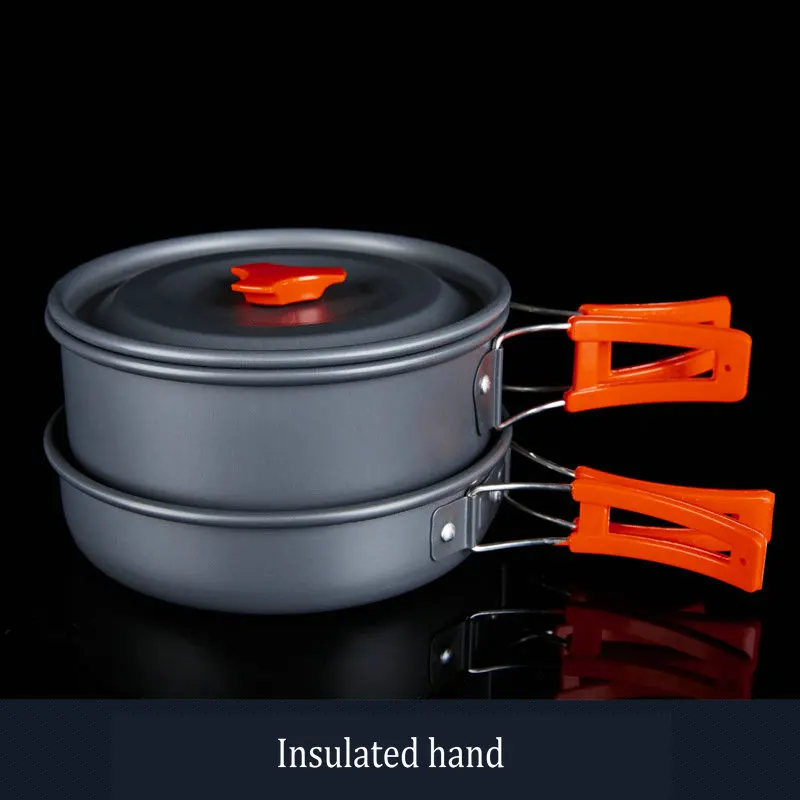 Hewolf al aire libre pot kettle de utensilios de cocina de aluminio plegable vajilla senderismo picnic camping cocina equipo para picnic
