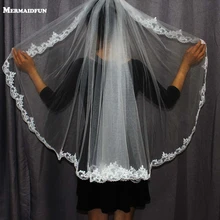 Свадебные аксессуары один Слои прямоугольная скатерть с цветами Свадебная Фата с расческой свадебная фата вуаль де-Мари свадебные свадебная фата платье