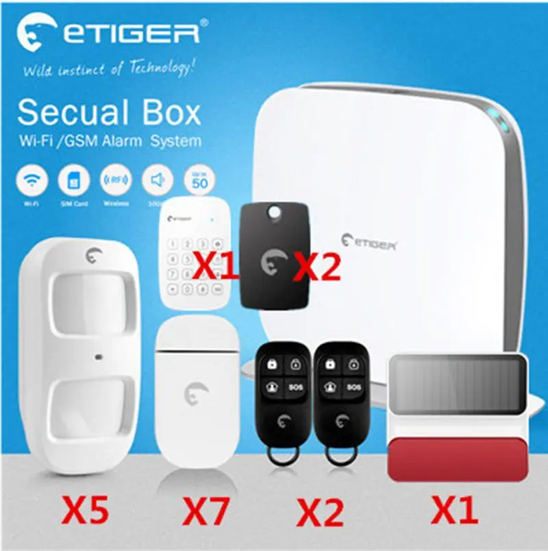 

Secual box V2 Etiger Wifi alarm system GSM Safety Alarm System with RFID reading keypad arm/disarm alarm system