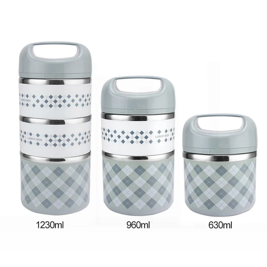 Stainless Steel 2/3 Layer Insulated Thermal Lunch Box Food Storage Container