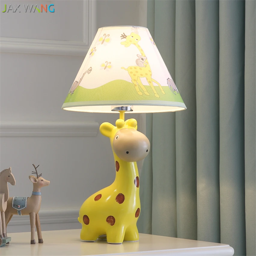 Modern Cartoon Resin Animals Table Lamp Led Elephant Giraffe Desk