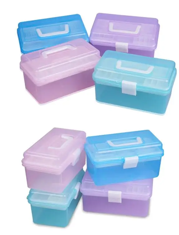 Красота 19*11*10 см многоцветные двухслойные инструменты Многофункциональная Пластиковая Коробка Для Хранения Чехол для дизайна ногтей Аксессуары для маникюра