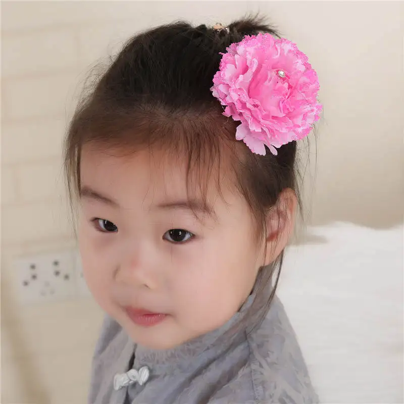 Bright Blooming Roses Flower Hair Clip Rhinestones Hairpin Girl Headdress Kid Hair Accessories