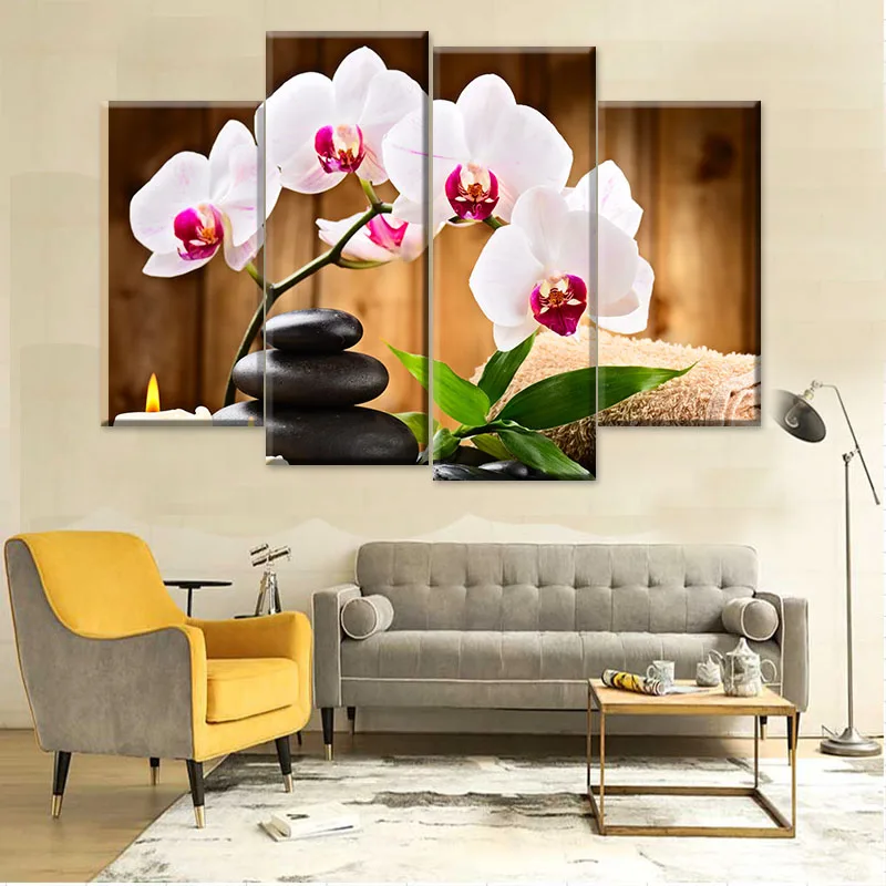 White orchid canvas Painting wall art abstract print home decor for