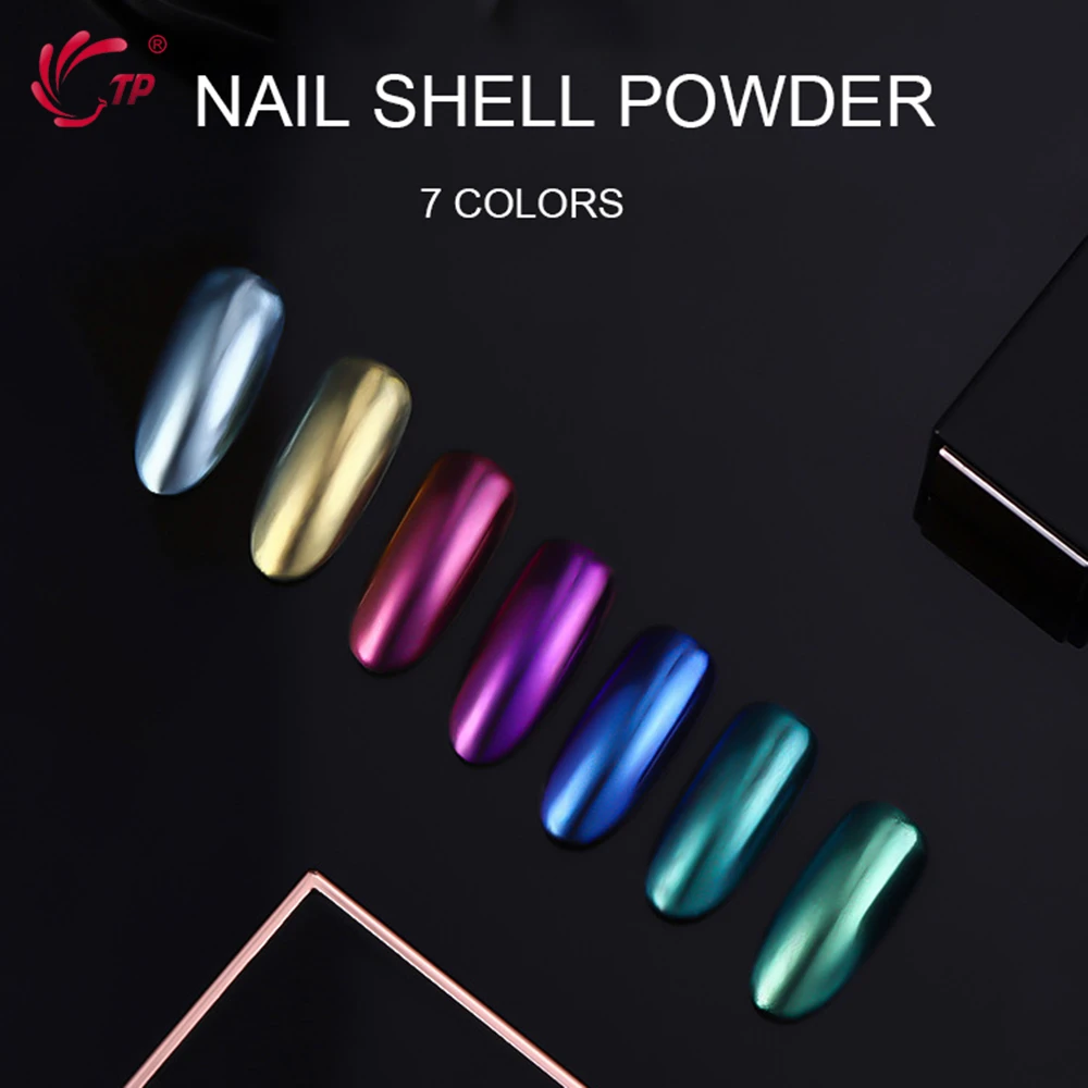 

TP 1g/jar Shell Powder Glitter Nails Chrome Pigment Powder Laser Nail Art Decorations Manicure Dust DIY Chrome drops Wholesale