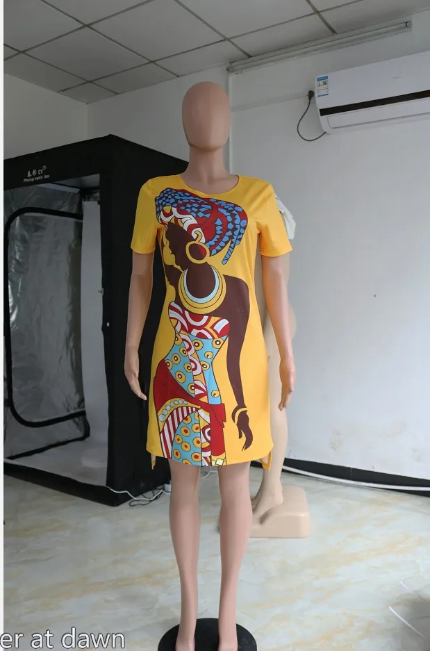 Новинка, женское тонкое платье с круглым вырезом и коротким рукавом в стиле Инди фолк с мультяшным принтом, модное необычное платье 3 цвета CY8103