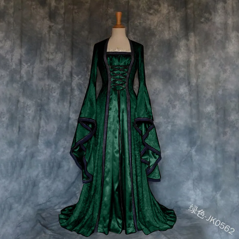 Size Medieval Vintage Dress Long Sleeve ...