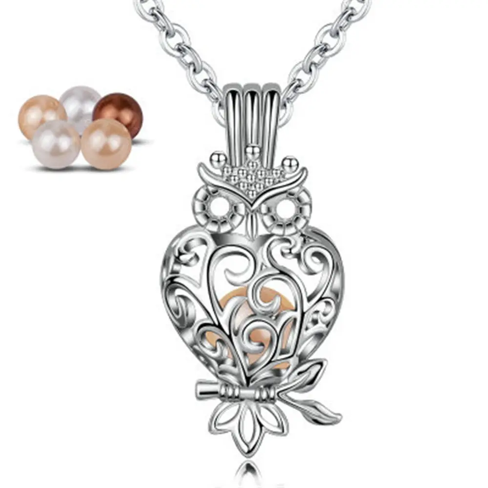 

Ladies Charm Silver Owl Pearl Necklace Pendant for Women's Glamour Long Chain Drop Hanging Wedding Valentine's Day Birthday Gift