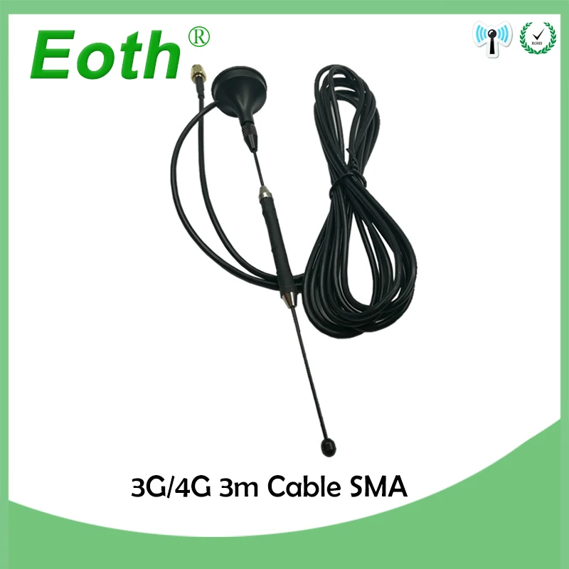 Eoth 3g 4G LTE Антенна 10dbi SMA разъем антенна 698-960/1700-2700 МГц с магнитным основанием 3 м прозрачная присоска антенна