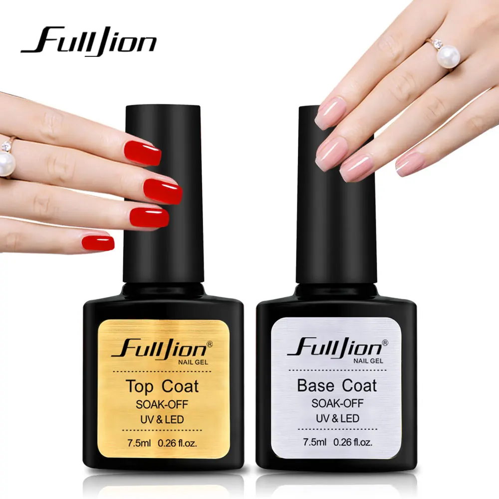 Fulljion Base Top Coat Gel Nail Polish UV 7.5ml Transparent Soak Off