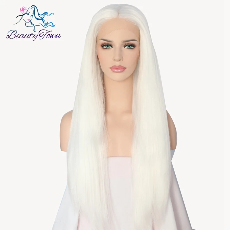 Beauty Town Hand Tied Long Milk white Color Yaki Straigt