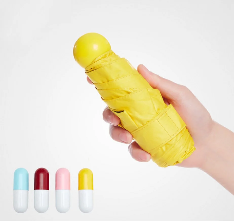 

Funny Capsule MINI Umbrella Rain Women Small Five Folding Umbrellas Compact Sun/Rain Women's Sunshine Umbrella Sunshade