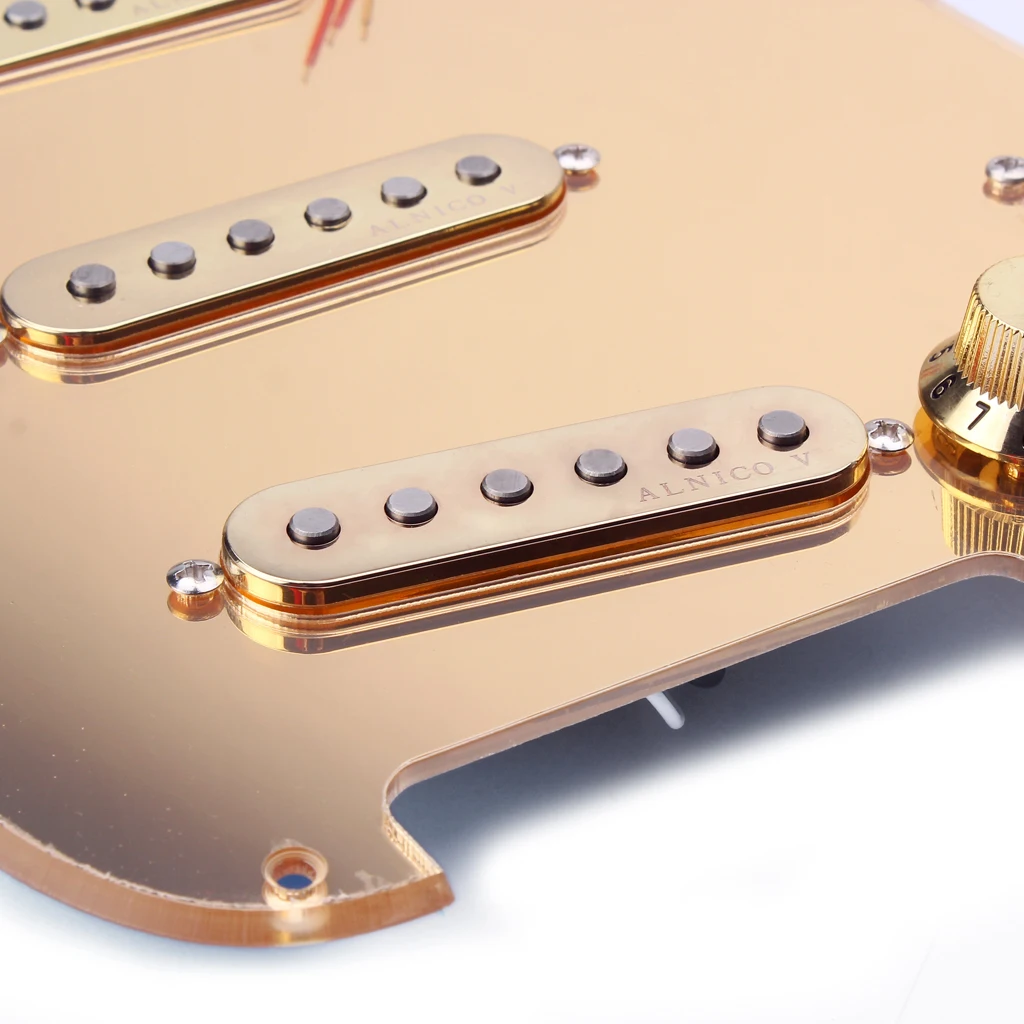 Perfeclan Gold Prewired 1-ply 11 Holes SSS Mirror Pickguard for Stratocaster Guitar Guitar Parts & Accessories 