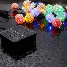 Солнечного света строки 6,5 M 30 светодиодный s ротанга мяч Форма лампы Luces гирлянда из светящихся хлопковых шариков открытый светодиодный гирлянды рождественские китайские фонарики