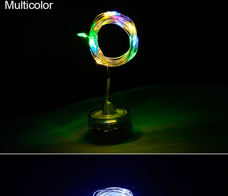 Foxanon LED string Atmosphere Night Light Waterproof  2M Candle table lighting RGB DIY Decoration Wedding Christmas Silver wire07