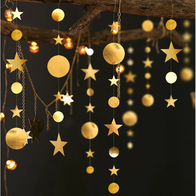 4M Twinkle Star Snowflake Paper Garlands Pendant Ornaments Christmas Decorations for Home New Year Noel Accessories Navidad